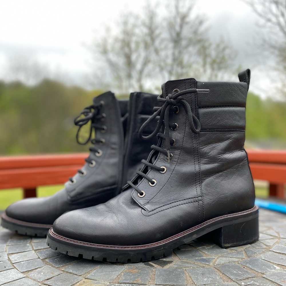 Napoleoni Combat Boots Black Leather Size 39 (US9)